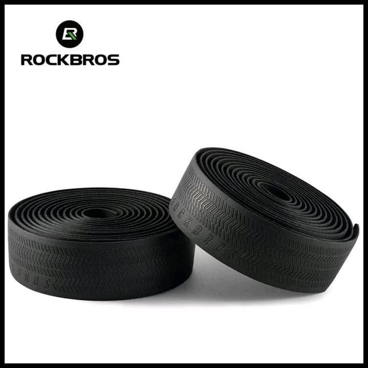 BARTAPE STANG SEPEDA ROCKBROS BLACK HANDLEBAR BAR TAPE ROAD BIKE GRAVEL GEL SILICONE HITAM ORIGINAL