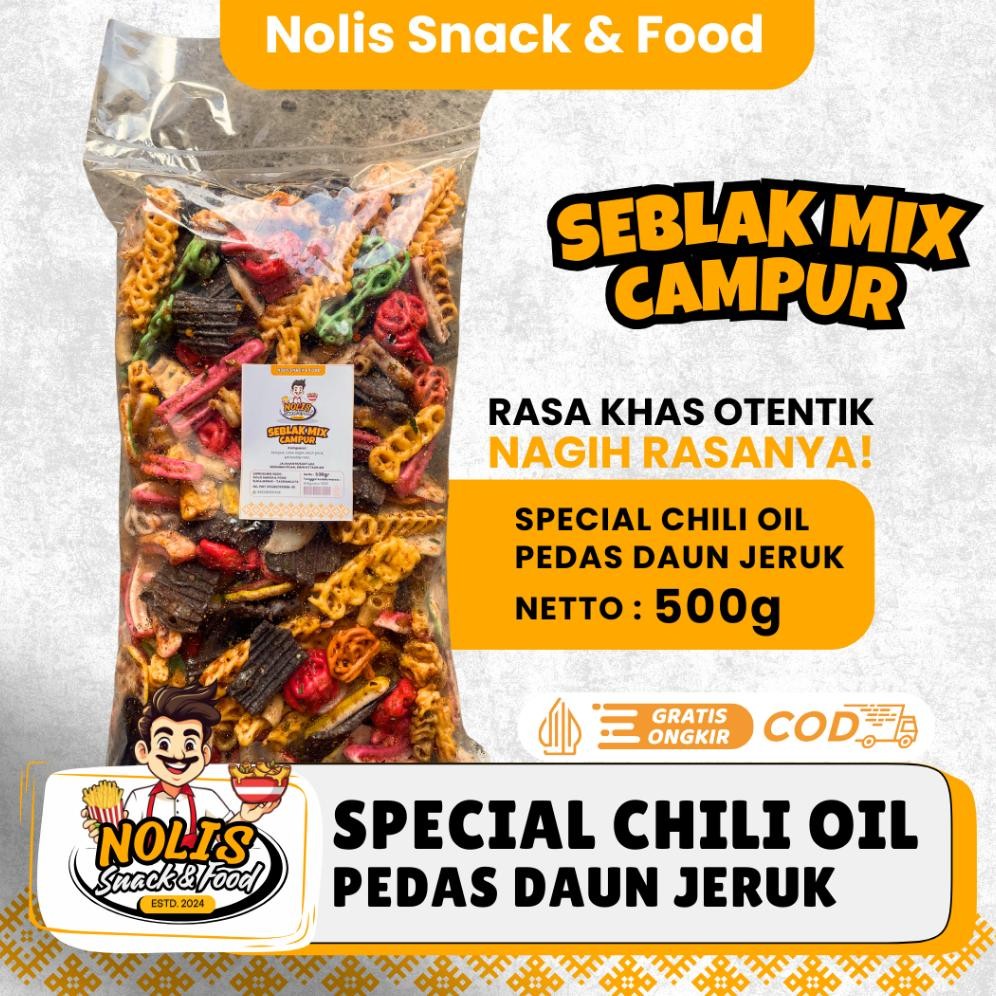 

500gr - Seblak MIX Campur Pedas Daun Jeruk // Seblak Kering Bantat // Aneka Seblak Cemilan Nolis Nugi