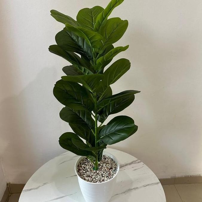 Tersedia Tanaman Artificial Ketapang 23 Daun + Pot - Tanaman Plastik Hias Indoor