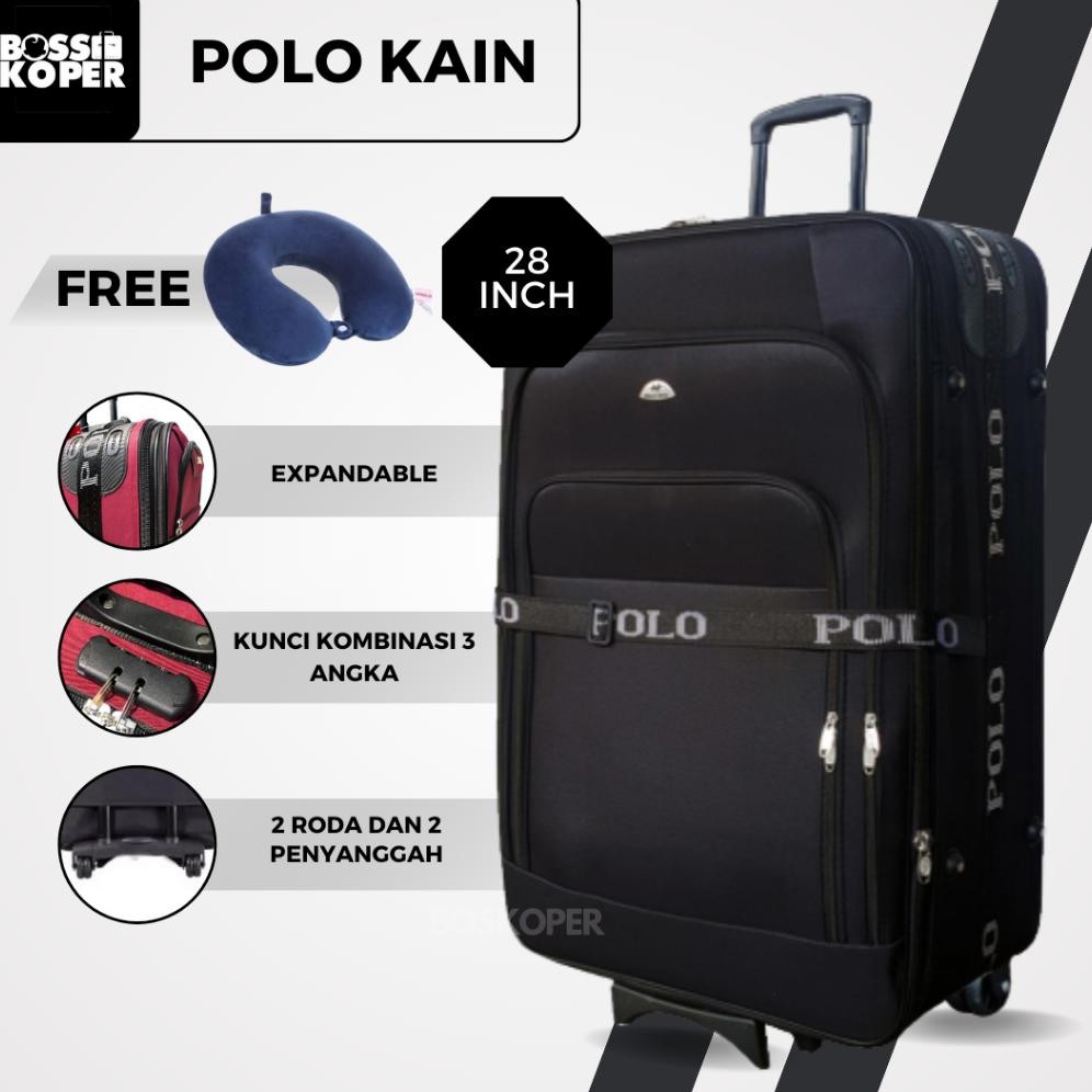 Terlaris Koper 28 Inch Tas Koper Polo Twin Ukuran Bagasi-Polo-Kain-Wanita-Jumbo-Murah-Besar-Roda 2-E