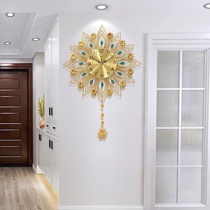 Terlaris Taffhome Jam Dinding Besar Jam Hiasan Dinding Geometric Pendulum Jam Dinding Mewah Quartz C