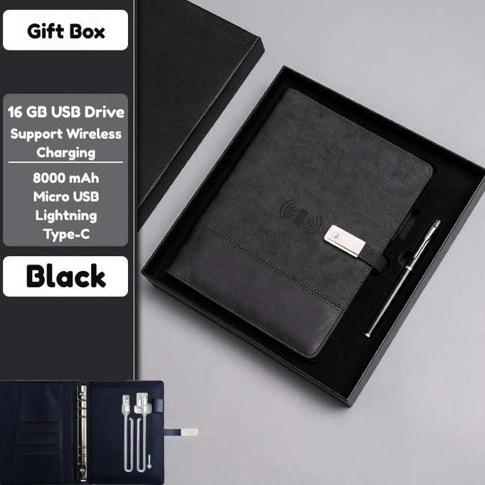 

Notebook Buku Catatan Agenda Wireless Charging Power Bank Gift Set Stationery