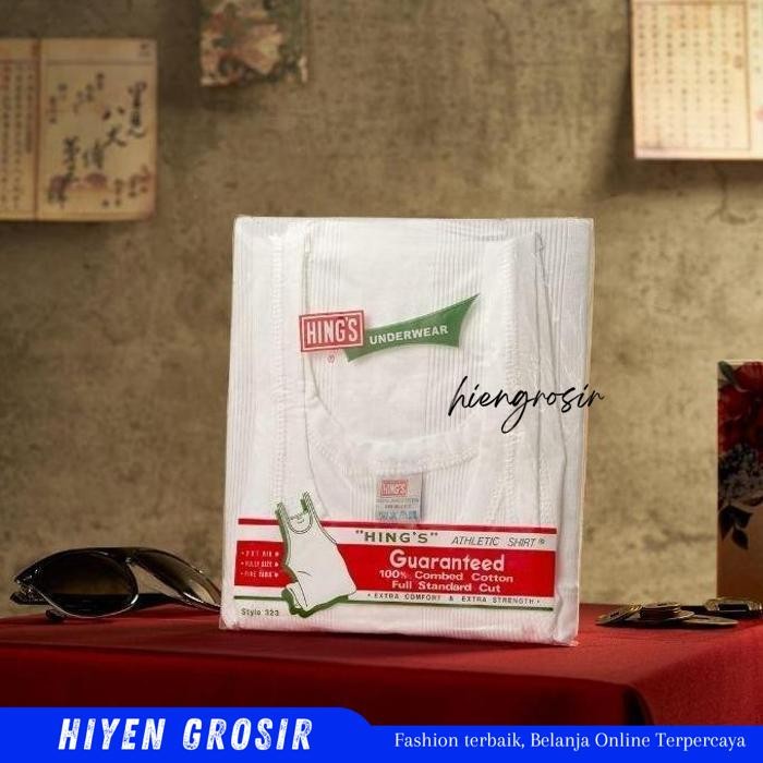 HG- HINGS KAOS DALAM SINGLET PRIA HONGKONG 323B SANTAI KATUN PUTIH DEWASA  BY HIEN GROSIR PREMIUM 