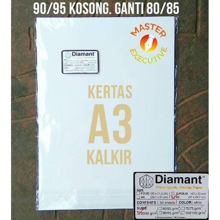 

TERMURAH - Diamant Kertas Kalkir A3 / Prima Quality Tracing Paper 90/95 gr/m2