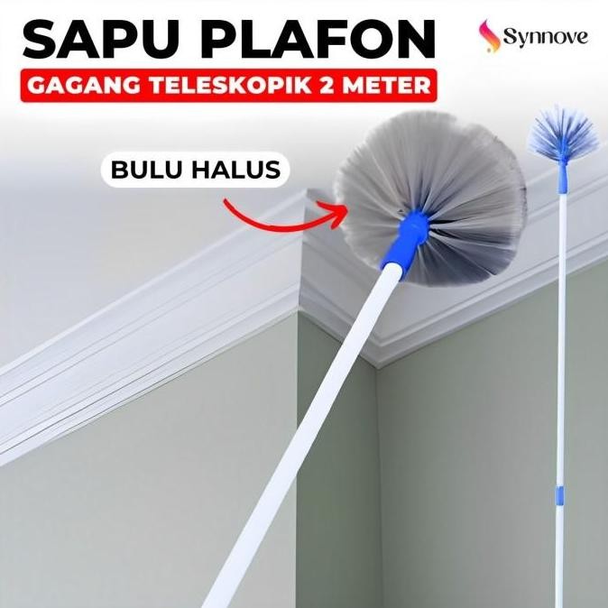 TERBARU - Sapu Plafon Panjang 2 Meter Sapu Sawang Bulu Halus Pembersih Sarang Laba - Laba Gagang Mic