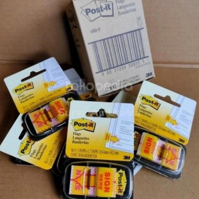 

TERMURAH - sticky note/sign here 3M 680-9 original harga 1 box isi 12pcs
