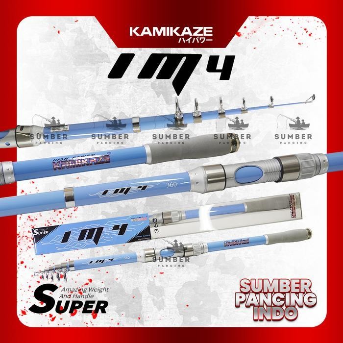 Kamikaze Joran Pancing Antena Im4 180Cm - 360Cm Carbon Teleskopik Lentur Untuk Mancing Empang Sungai