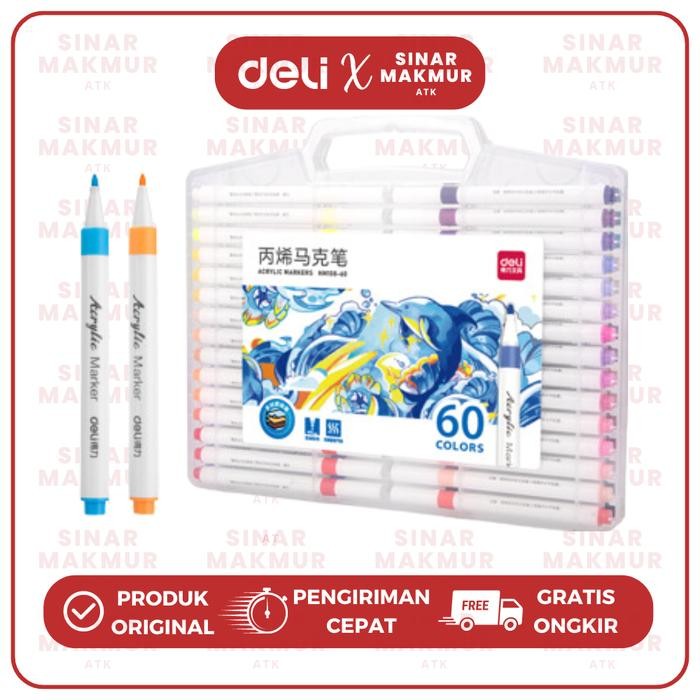 

BEST SELLER Spidol Akrilik/Acrylic Marker Bullet Tip 60 Warna Deli HM108-60 (Set)