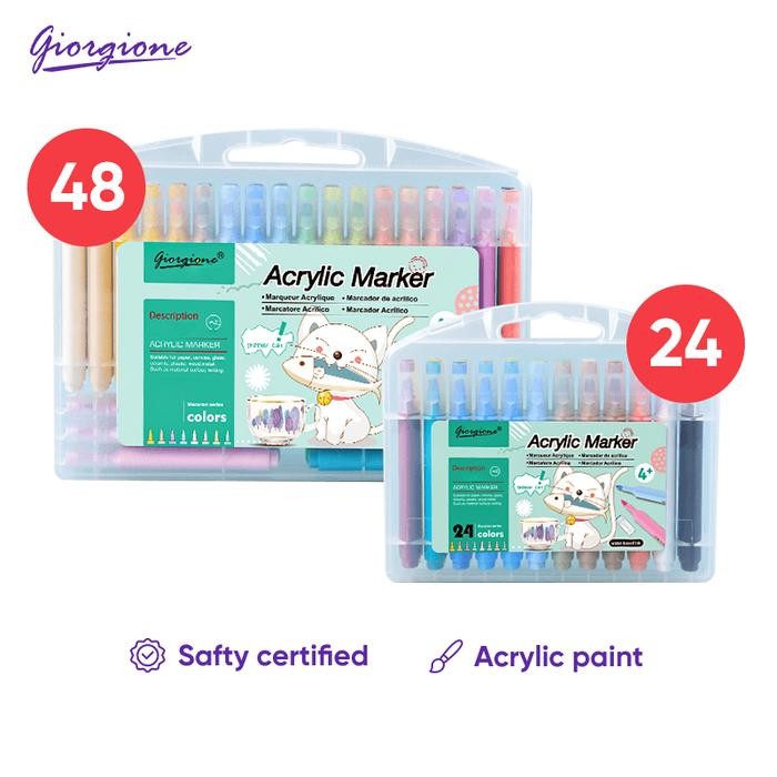 

BEST SELLER Giorgione Acrylic Marker Set Spidol Akrilik Macarons 12/24/36/48 Warnas G-AM-MK