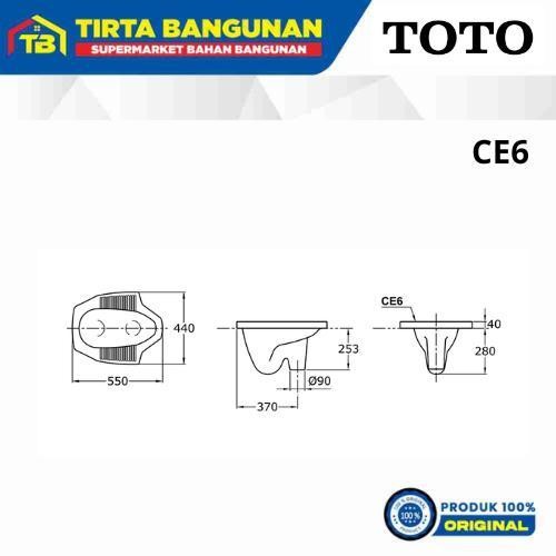 Toto Ce6 Closet / Kloset / Toilet / Wc Jongkok Putih Untuk Lantai 2 (Lantai Atas ) Original Dan Terp