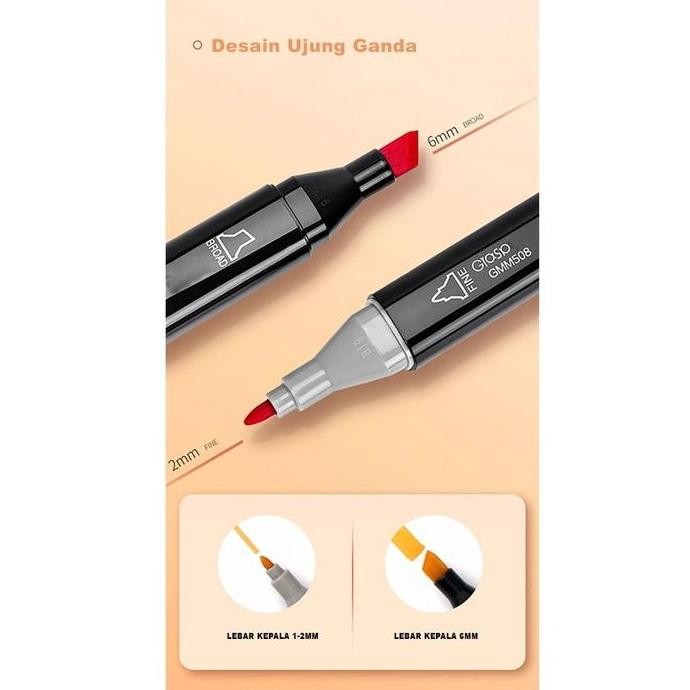 

GRASP Sketch Marker Dual Tip 30/40/60/80/168 Spidol Warna Sketsa Kartun Alkohol Based Tidak Beracun MW001