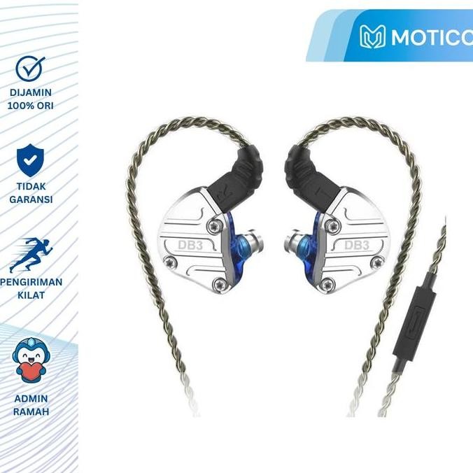 TERBARU - NICEHCK DB3 with Microphone Hybrid Earphone - 3 Driver 2DD+1BA