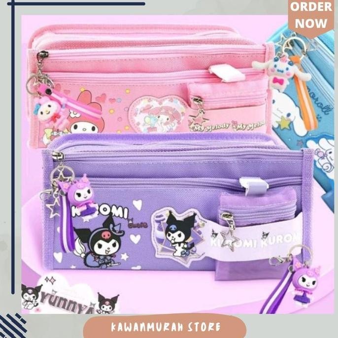 

Tempat Pensil Multifungsi Motif Sanrio Kuromi Melody / Tas Alat Tulis Kanvas Sekolah Pena Stationery Kotak Pensil