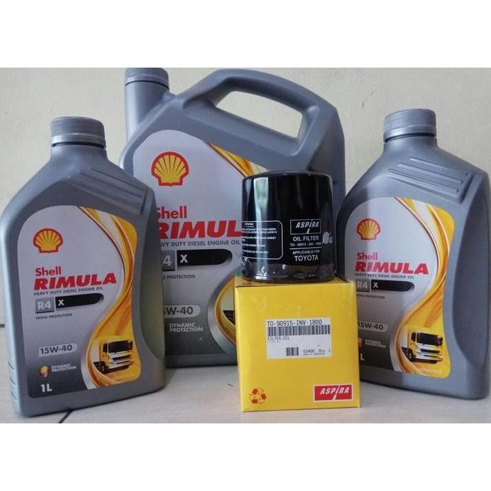 TERMURAH - Paket Oli Mobil Diesel SHELL RIMULA R4X 7 L + Filter Oli FORTUNER