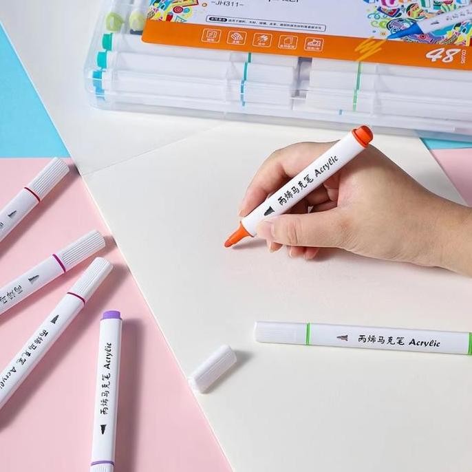 

24/48/60 Warna Pen Marker Cat fiti DIY Kerajinan Acrylic Paint Marker Set