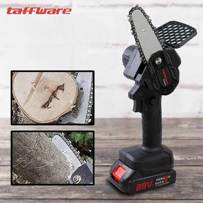 Stk Mesin Gergaji Listrik Mini 88V Taffware D2605 Senso Rantai Elektrik Pemotong Kayu Cordless Chain