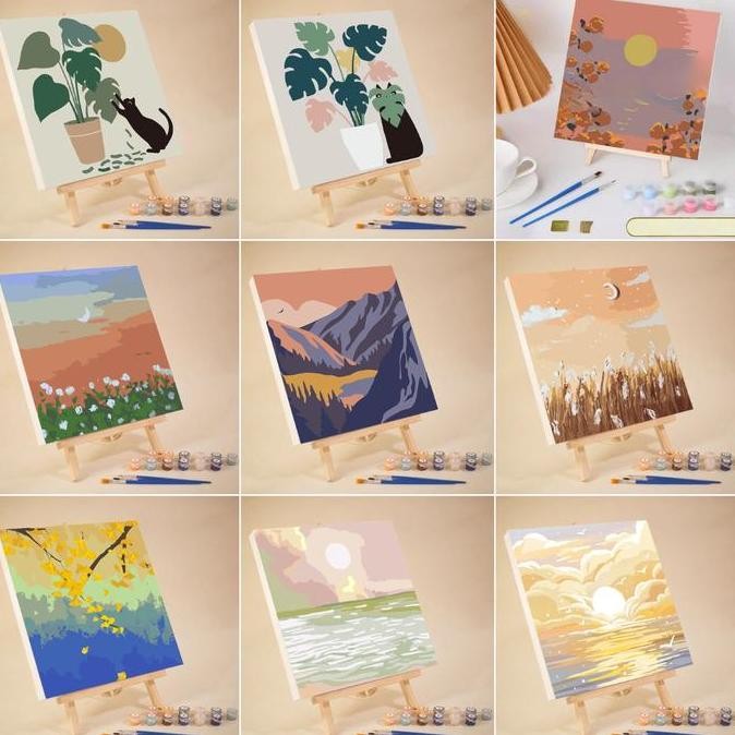 

DIY Paint by Number KIT / Painting by Number / Set Alat Lukis Praktis ukuran 20x20cm