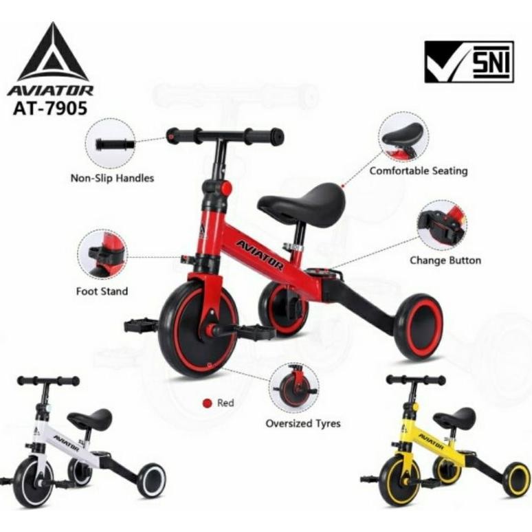Terlaris Sepeda Anak Roda Tiga Aviator At-7905 Bisa Balance Bike At7905 Push Bike At 7905