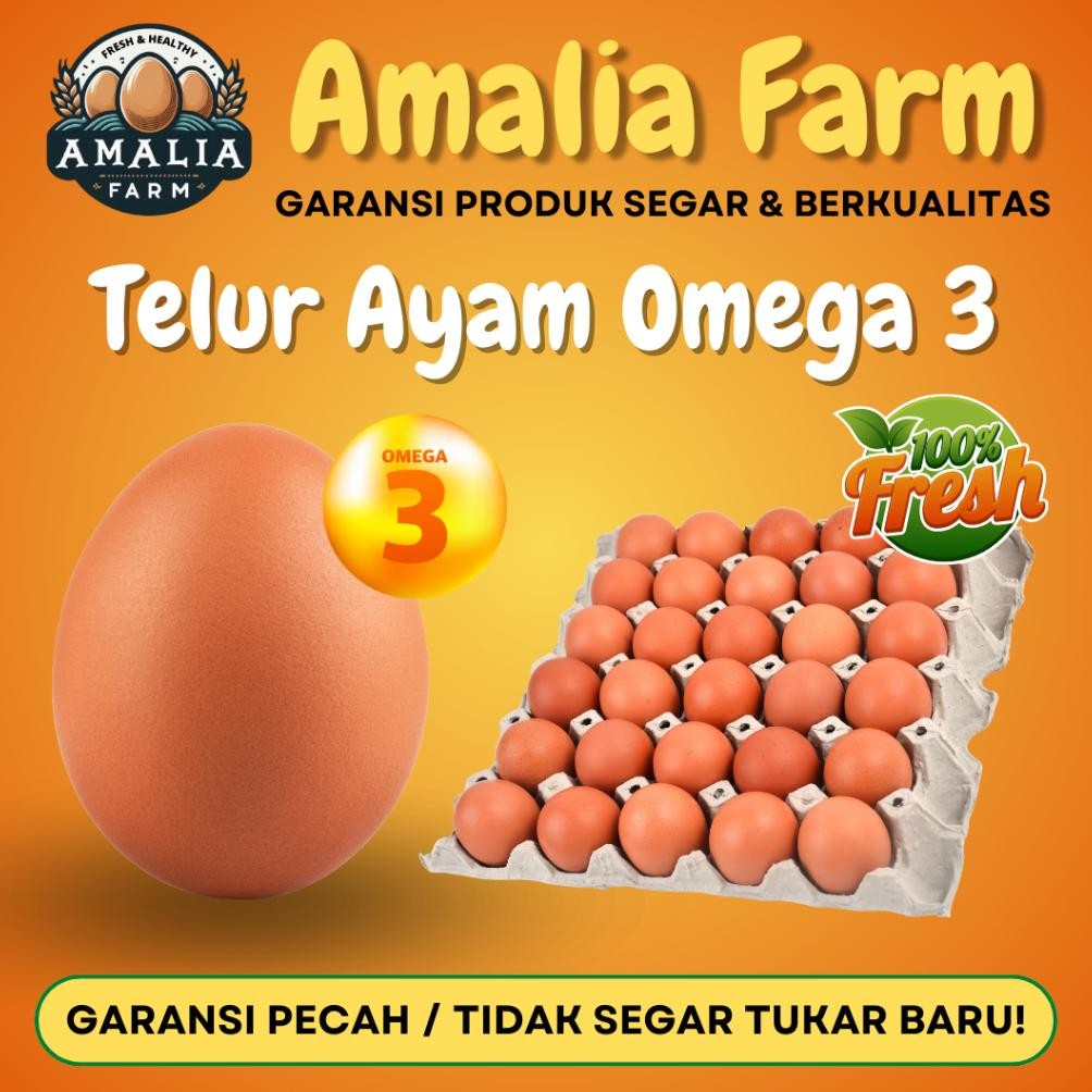 

Amalia Farm - 1 Tray Telur Ayam Negeri Omega isi 30 Butir PREMIUM Nugi