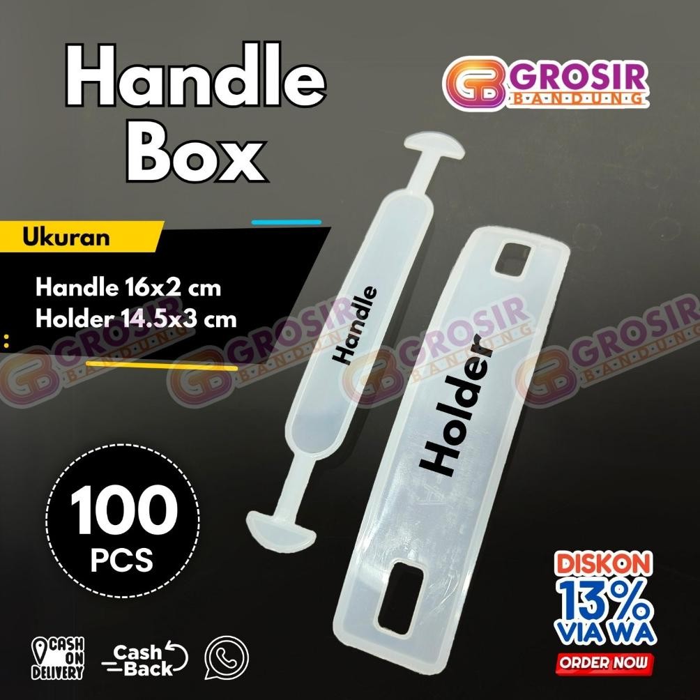 

[ISI 100 PCS] Gagang Handle Kecil Pegangan Kardus Plastik Bening Karton Box Eceran Nugi