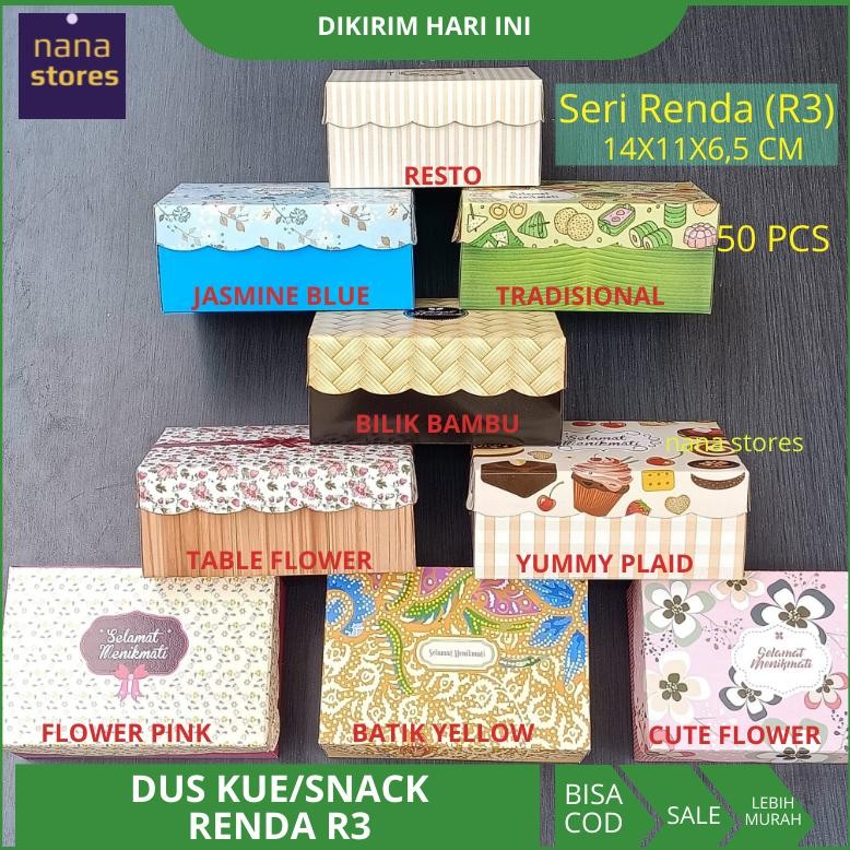 

50 Pcs Dus Kue Seri Renda R3 Untuk Snack Box Dengan Berbagai Motif Nugi