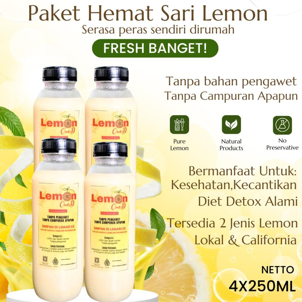 

YOU PAKET 4 BOTOL Sari Lemon 250ML Murni Alami 100% Tanpa Campuran Untuk Detoks Alami Nugi