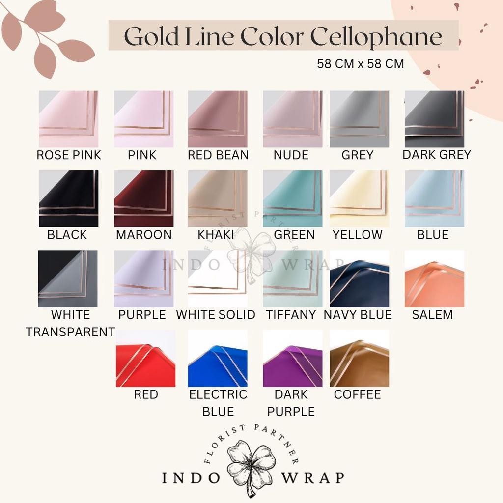

Bis Kertas Flower Wrapping Gold Line Color Transparent Cellophane Ecer Kertas Buket Bunga Hand Bouquet