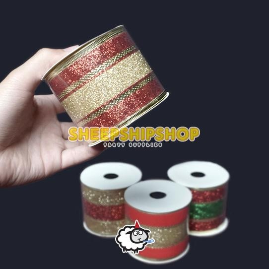 

PITA GOLD MERAH GLITTER ROLL 6CM Pita Kain Besar Kotak Kado Parcel Hadiah Ulang Tahun Natal Lebaran Nugi