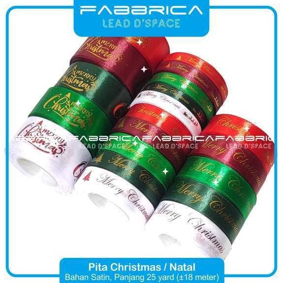 

Fabbrica - Pita Merry Christmas Natal Bahan Satin Parsel Rol Untuk Hampers Gift Kado Nugi