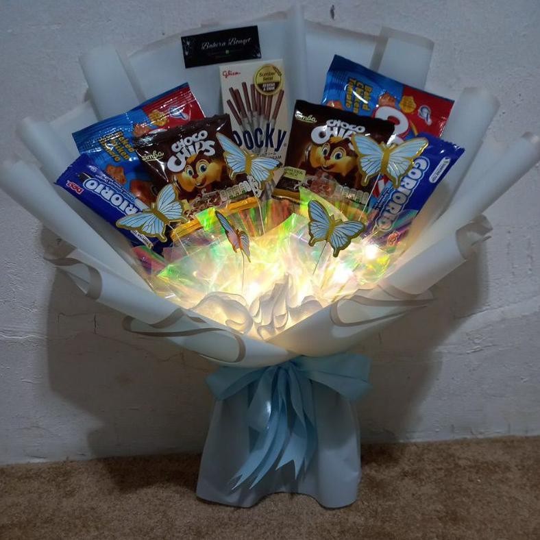 

[READY]Buket kupu kupu+snack+LED Nugi