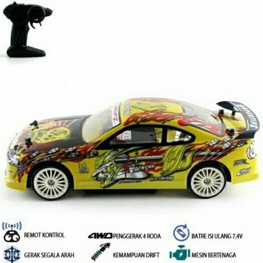 Mainan mobil remote control rc turbo drift 1/10 keren