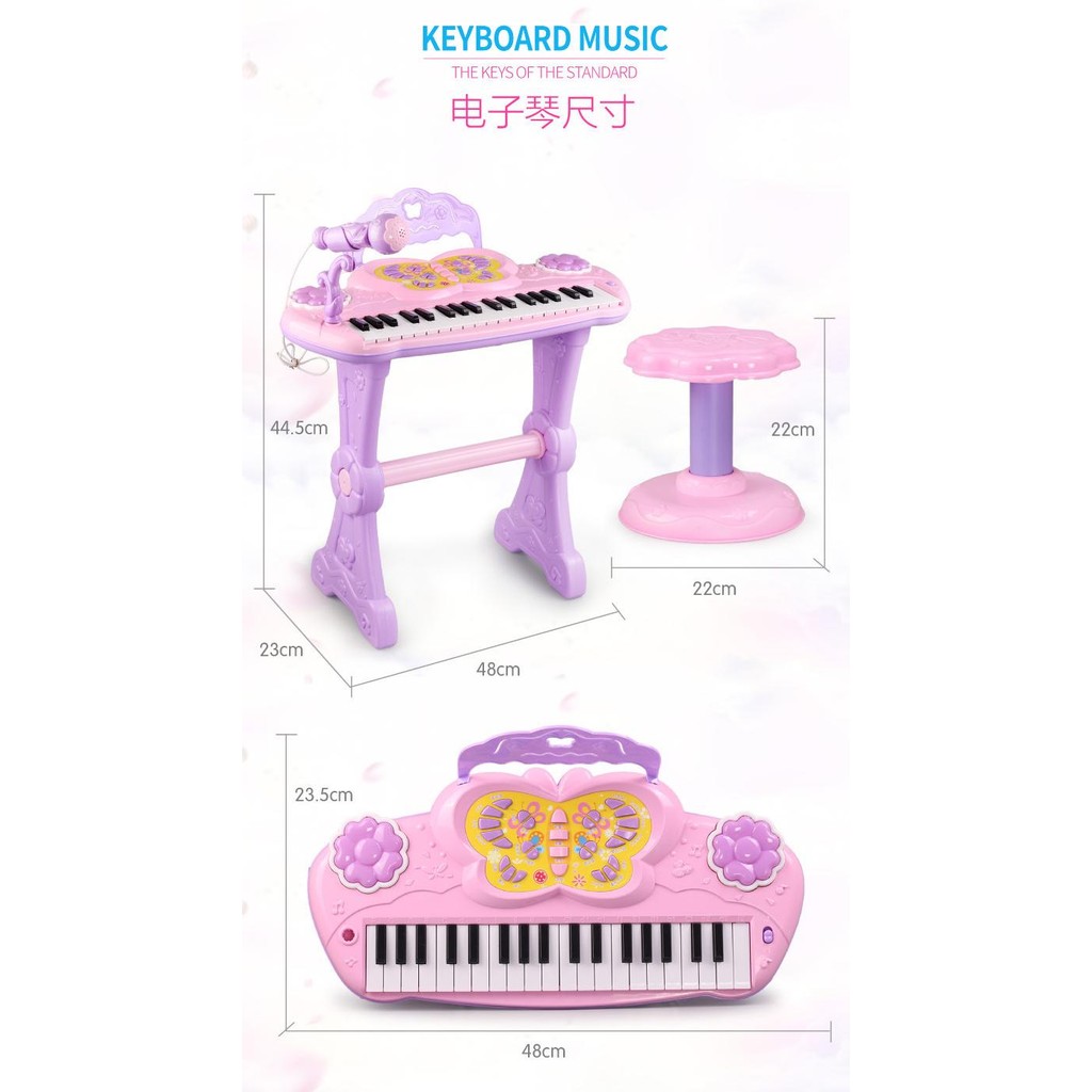 Piano Elektrik Anak Ditambah Microphone dan Kursi Duduk / Keyboard Elektrik Mainan Edukasi Piano Ana
