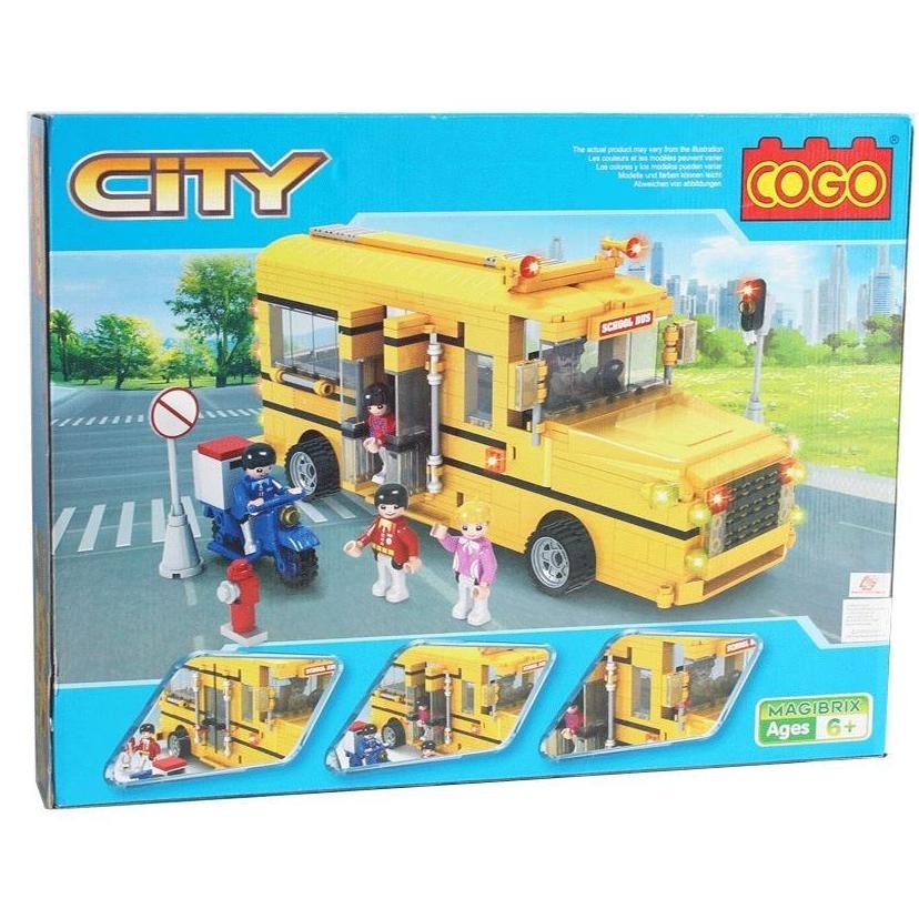 [SALE] MOMO Cogo City School Bus puzzle Block 4111 576 PCS - Mainan Anak Susun Block 576 BUAH