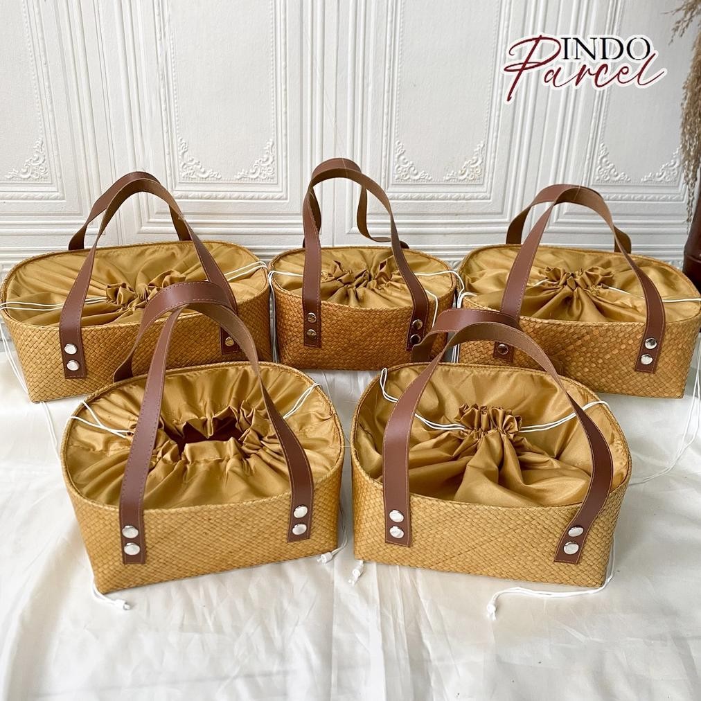 

INDOPARCEL- Tas Keranjang Baki Anyaman Tas Hampers Goodie Bag 2 Varian Tali Kulit dan Tali Rara Nugi