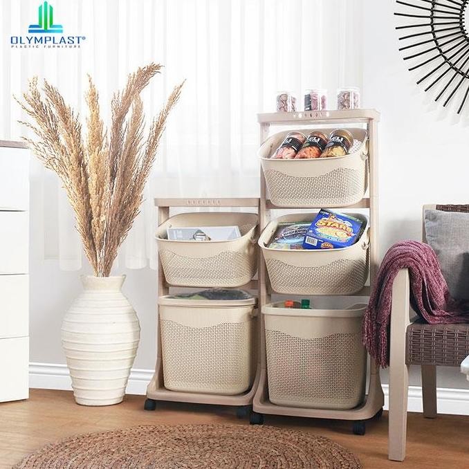 Olymplast Rak Susun Plastik / Rak Susun Roda / Troli Susun / OLYMPLAST FLEXIBLE TROLLEY OFT 03