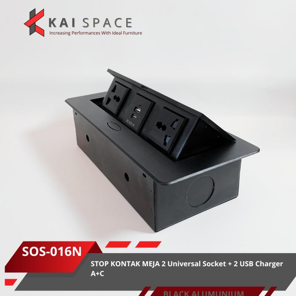 STOP KONTAK TANAM MEJA KERJA KANTOR 2 POWER 2 USB ( A+C) STOP KONTAK BOX