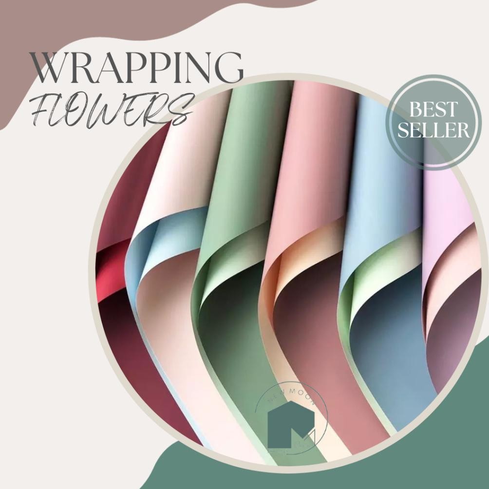 

20 lembar flower wrap duo dual dua warna tone cellophane korea wrapping bouquet paper kertas bungkus buket Nugi