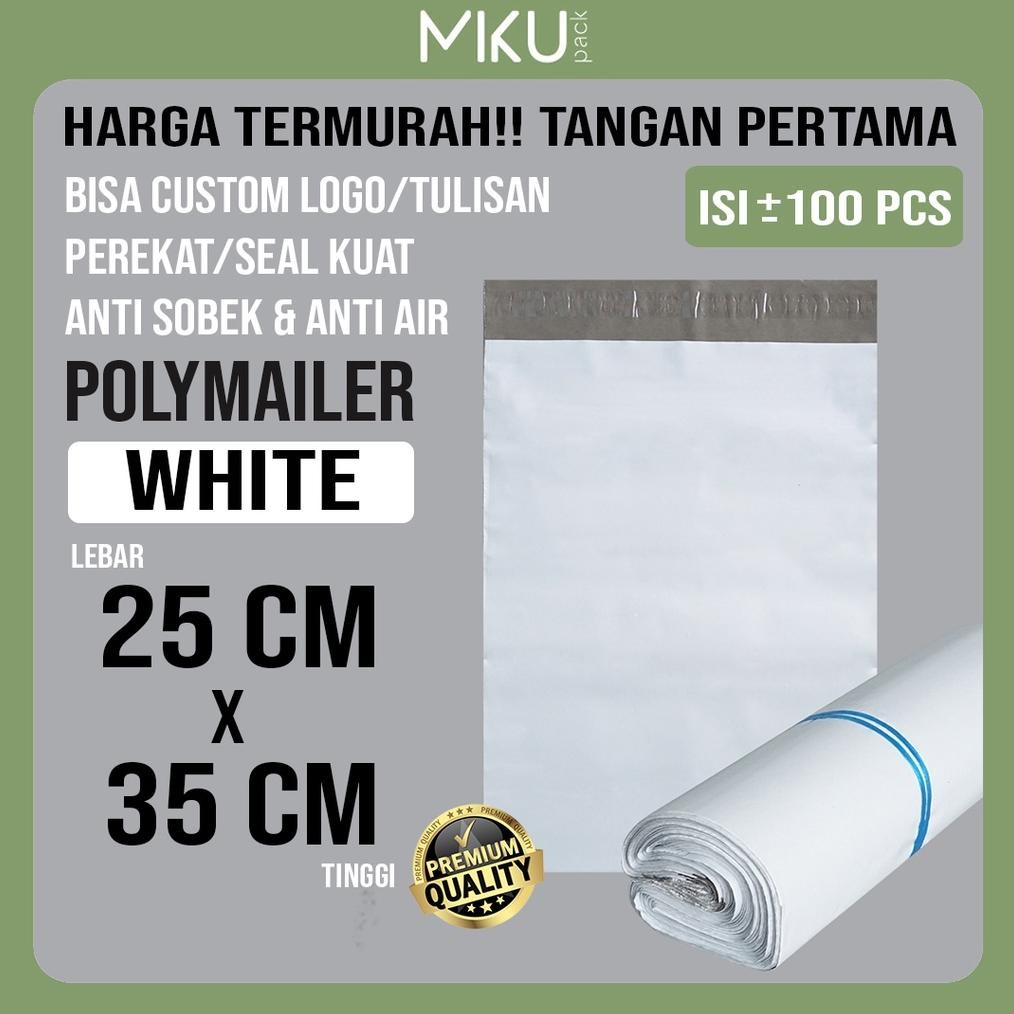 

25x35CM AMPLOP PLASTIK POLYMAILER KANTONG PLASTIK POLYBAG AMPLOP PACKING - PUTIH Nugi