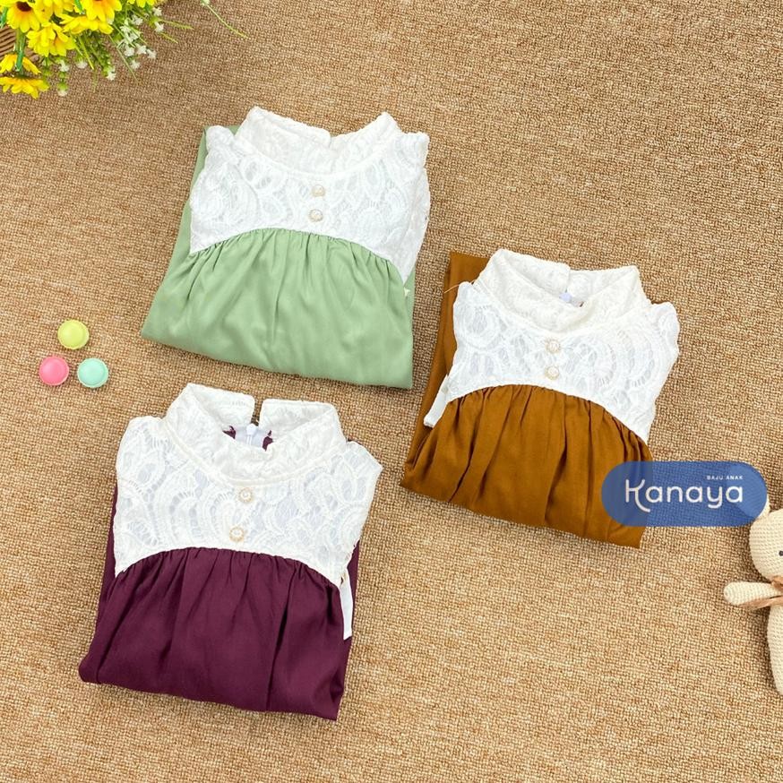 Model baru - 1-7 TH GAMIS ANAK QUINZA LONG DRESS ANAK PEREMPUAN BROKAT BY MYBEE 