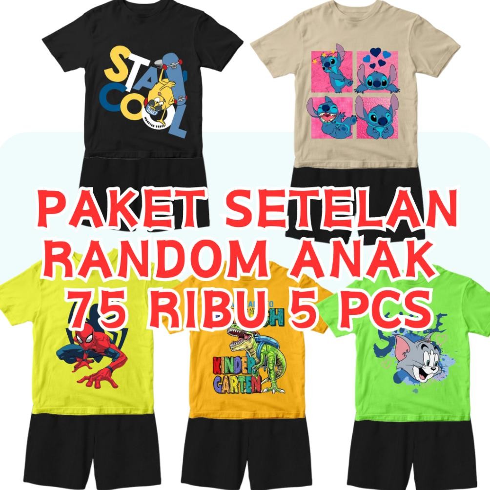 Best Paket Usaha RANDOM Baju Kaos Setelan Harian Anak Laki Laki Distro Import 1 - 10 Tahun ,,