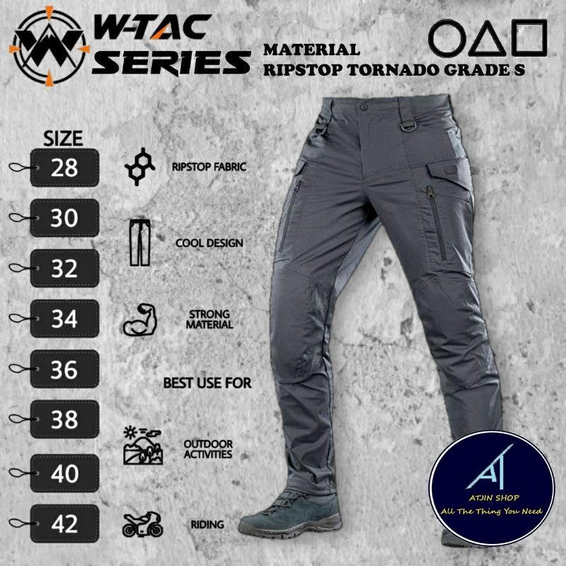 Atjin-Celana Panjang Kargo Tactical W-Tac Force Material Ripstop Tornado Grade Militer