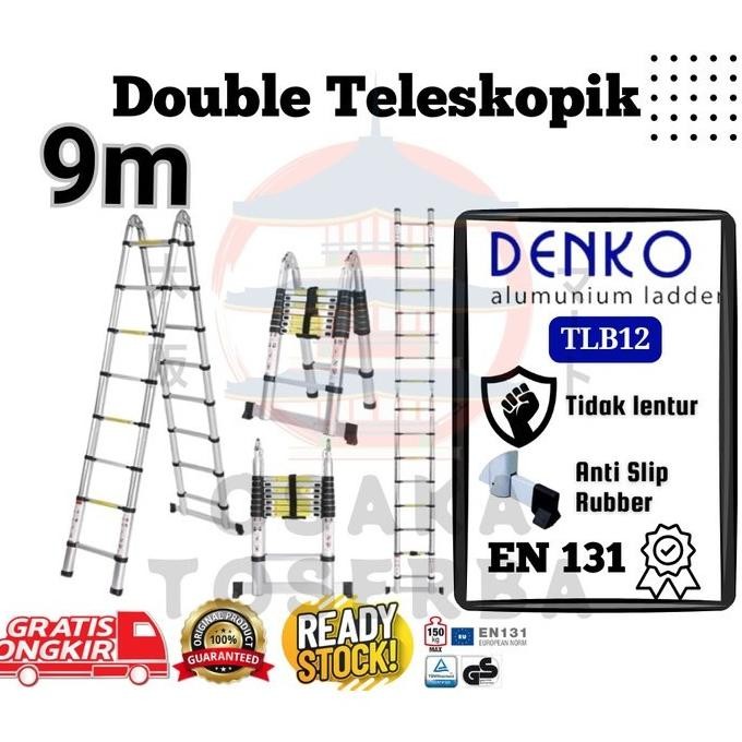 Terlaris Tangga Double Teleskopik 9M Denko ( 4.5M X 4.5M ) Tangga Lipat Teleskopik 9 Meter - Tlb12