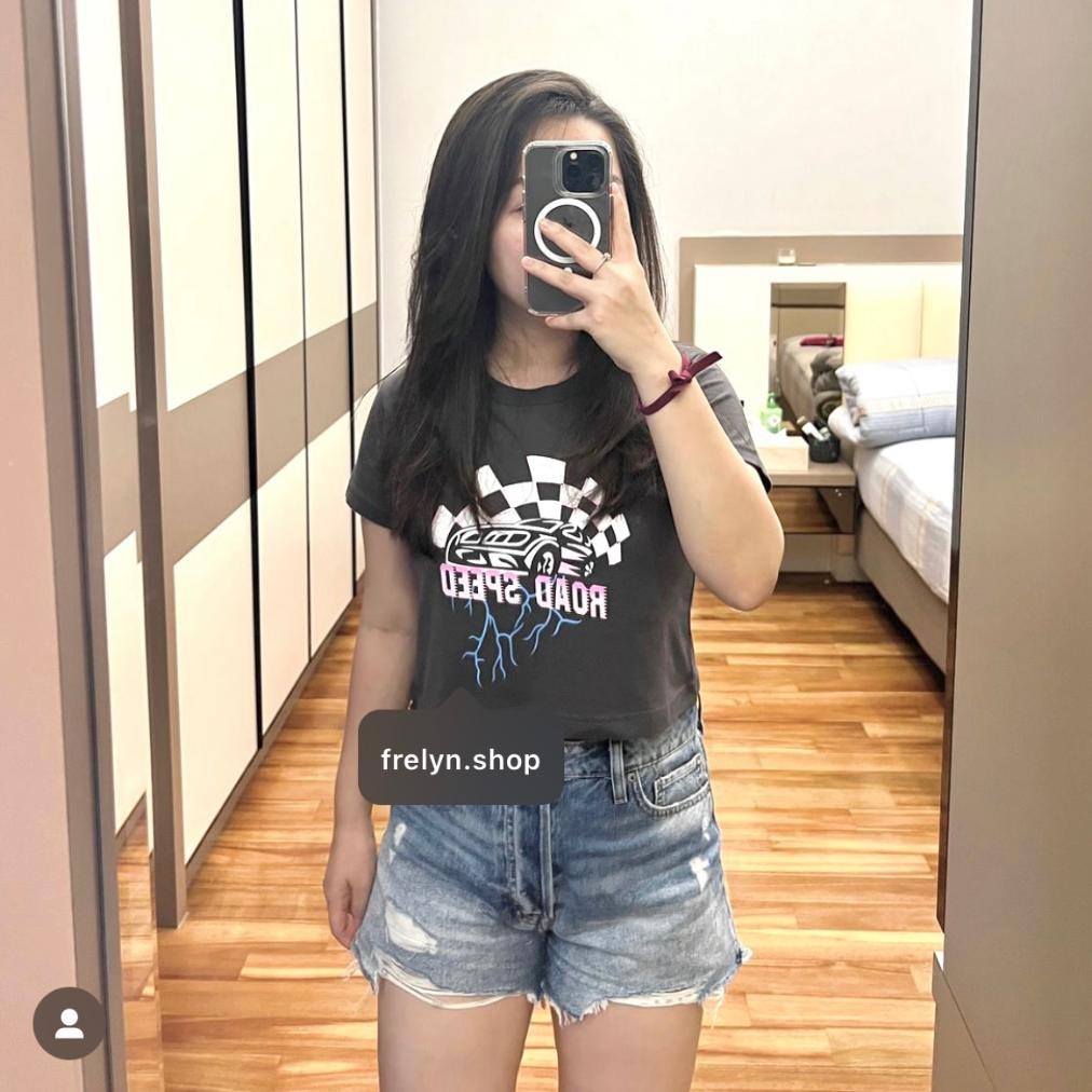 Berkualitas FRELYN SHOP - CROP TOP MOTIF | BAJU KAOS TUMBLR CROP TEE TSHIRT KAOS KOREA FASHION WANIT