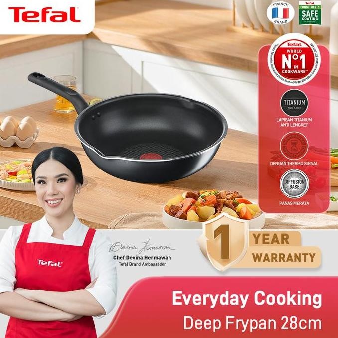Tefal Everyday Cooking Deep Frypan 28cm Wajan Anti Lengket