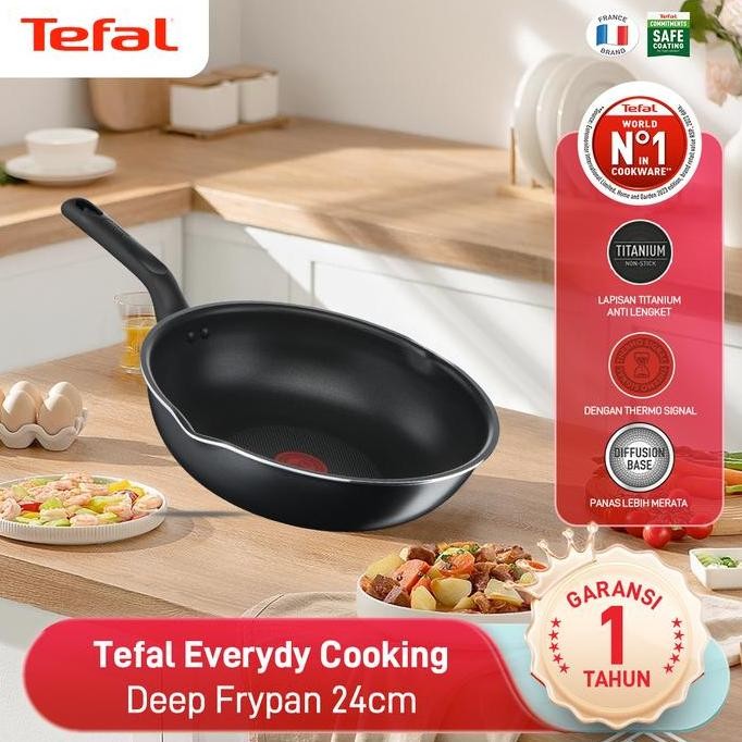 Tefal Everyday Cooking Deep Frypan 24cm Wajan Anti Lengket