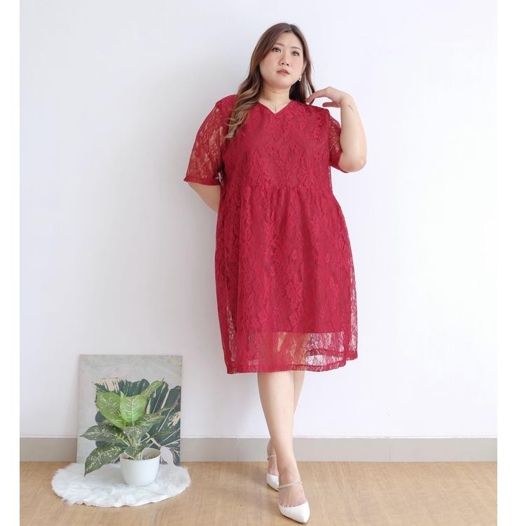 Miliki - HN Franda Dress Brokat Jumbo Big Size | Dress Brukat Plus Size ..