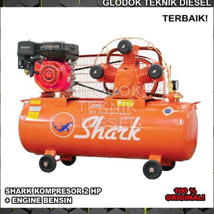 SHARK 2 HP PK Kompresor Angin + Engine Bensin GX Air Compressor ORI