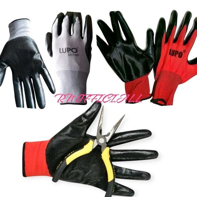 Random 12 pasang sarung tangan Kerja lupo karet tebal sarung tangan kerja berkebun anti benda tajam