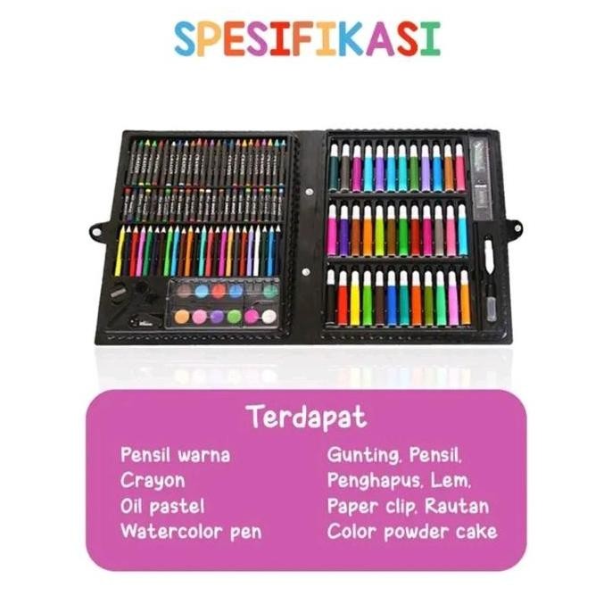 

Pensil Warna Set Lengkap Art Set 150pcs Alat Menggambar dan Melukis Anak Full Set