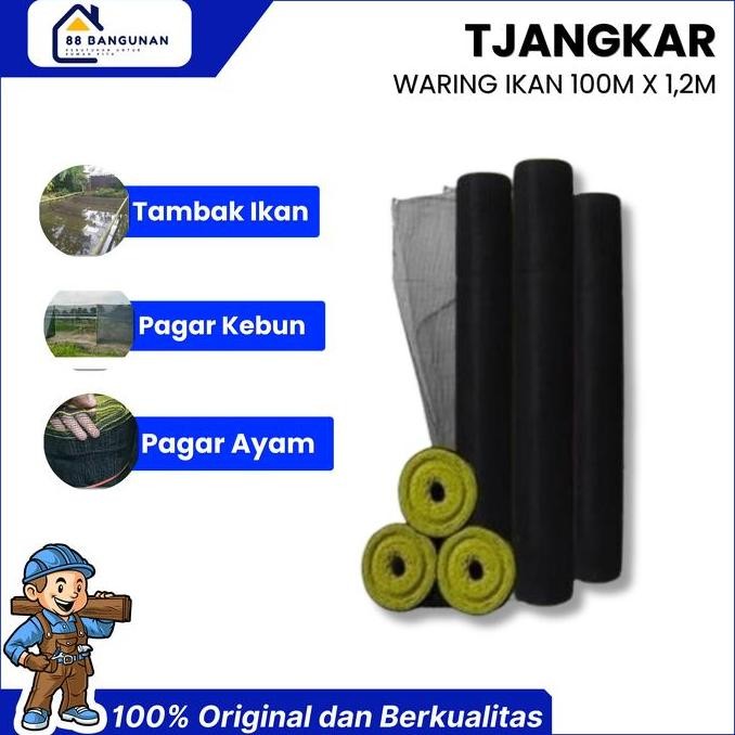 JARING WARING IKAN HITAM / WARING KANDANG / WARING KERAMBA / WARING PAGAR 1,2M X 100M ORIGINAL DAN T